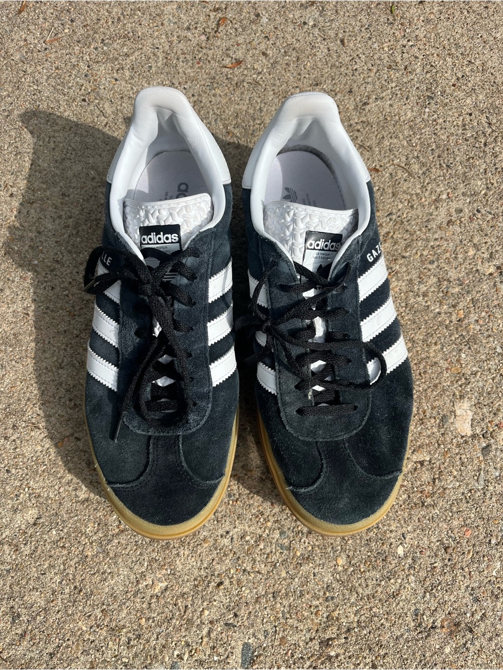 adidas Gazelle Women’s Platform Black & White Sneakers - Picture 2 of 4